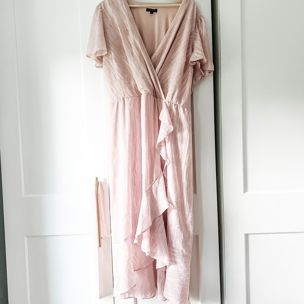 Pale Pink Summer Faux Wrap Dress